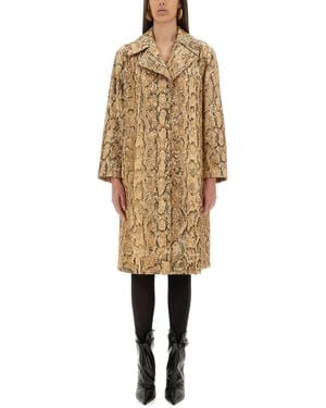 Dries Van Noten Long Coat With Sequins - Natural