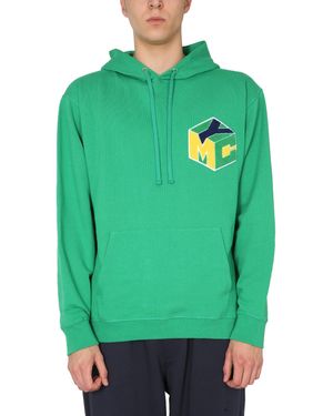 YMC FELPA TRUGOY IN COTONE BIOLOGICO SPAZZOLATO CON CAPPUCCIO - Verde