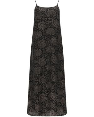 Uma Wang Floral Scoop Neck Maxi Dress - Black
