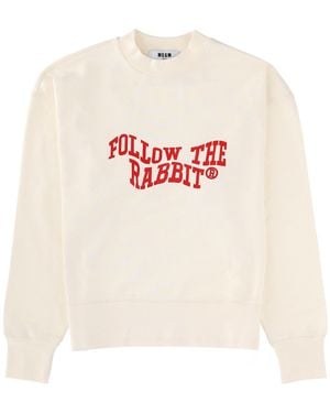 MSGM Graphic Crew Neck Sweatshirt - White