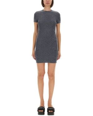 T By Alexander Wang Textured Jacquard Mini Dress - Blue