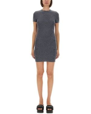 T By Alexander Wang Textured Jacquard Mini Dress - Blue