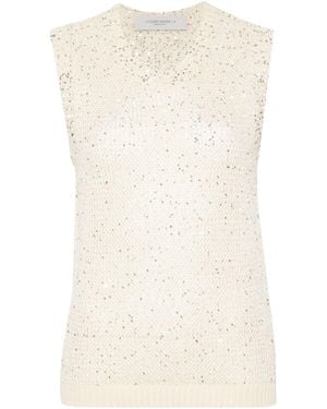 Golden Goose Melyssa Sequin-Embellished Knitted Top - Natural
