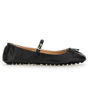 Fendi Ballerina With Ff Baguette Pattern - Black