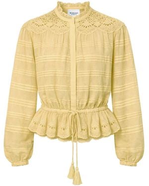Isabel Marant Embroidered Band Collar Top - Yellow