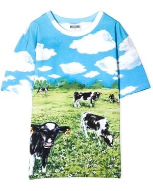 Moschino T-Shirt Con Stampa - Blu