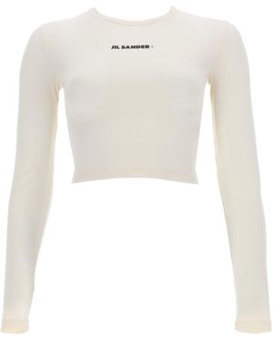 Jil Sander Cropped Top With Logo - White