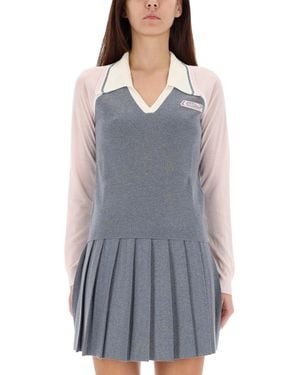 CASABLANCA Merino Lurex Long-Sleeve Tennis Polo - Multicolor