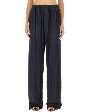 Balenciaga Oversized Silk Pyjama Trousers - Blue