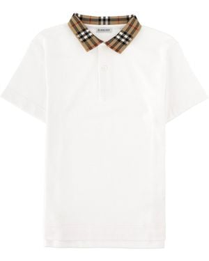 Burberry Polo Con Colletto Brandizzato - White