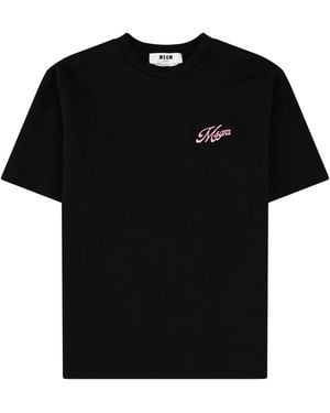 MSGM Logo Crew Neck T-Shirt - Black