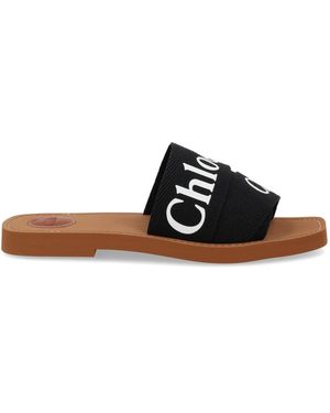 Chloé Logo Woody Sandals - Black
