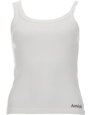 AMISH Top "Asymmetric" Con Micro Logo - White