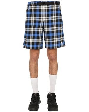Marcelo Burlon Plaid Bermuda Shorts With Adjustable Belt - Blue