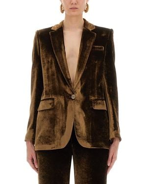 Etro Single-Breasted Jacket With Notched Revers - Brown