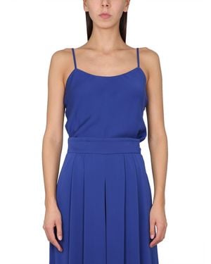 Max Mara Tuxedo Top Silk Charmeuse Fabric: Silk; Lining: Acetate Tops - Blue