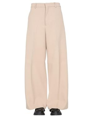 Ami Paris Wide Leg Trousers - Natural