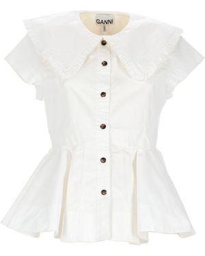 Ganni Ruffle Shirt - White