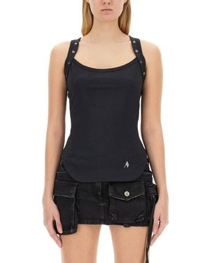 The Attico Cotton Logo Top - Black
