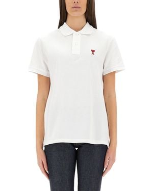Ami Paris Polo Con Ricamo Logo - Bianco