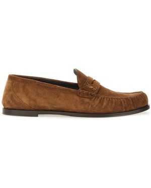 Saint Laurent Suede "laurent" Moccasin - Brown