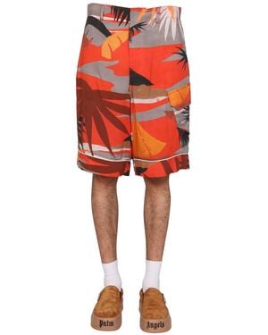 Palm Angels Cargo Bermuda Shorts For - Red
