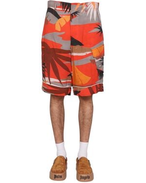 Palm Angels Cargo Bermuda Shorts - Red