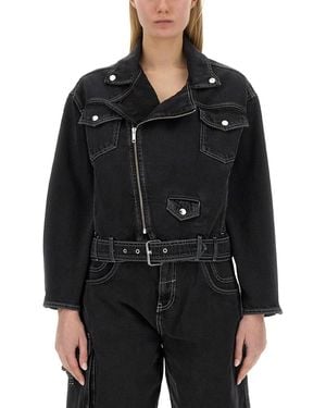 Moschino Cropped Denim Jacket - Black
