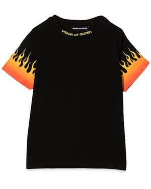 Vision Of Super Tshirt With Shaded Flames - Black