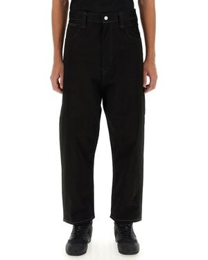 Junya Watanabe High-Waisted Wide-Leg Trousers With Distinctive Stitching - Black