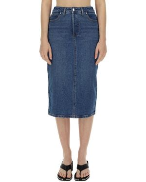 T By Alexander Wang Regular Fit Midi Skirt - Blue