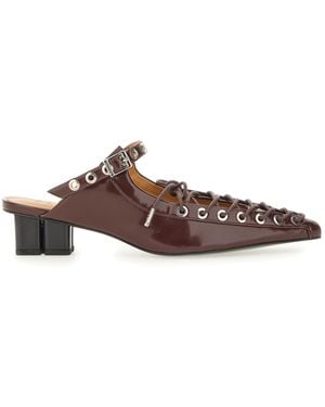 Ganni Mule Lace-Up - Brown