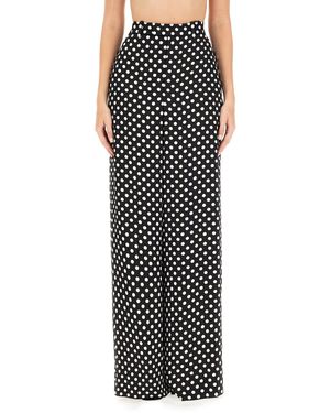 Saint Laurent Satin Polka-dot Trousers - Black