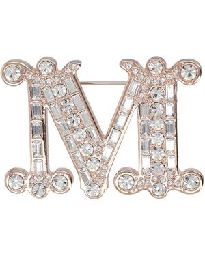 Max Mara Spilla Monogram Con Cristalli - White