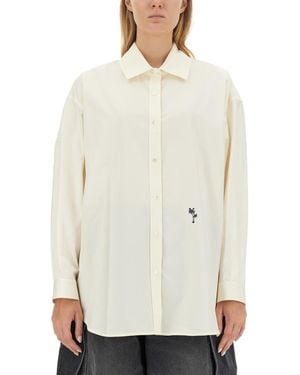Palm Angels Shirt With Embroidered Logo - White