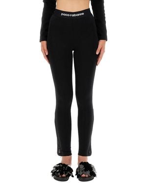 Rabanne Trousers With Logo - Black