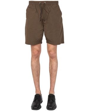 Universal Works Bermuda With Check Pattern - Grey