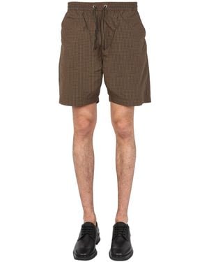 Universal Works Bermuda With Check Pattern - Grey