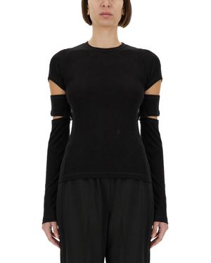 Helmut Lang "Slashed Shrunken" T-Shirt - Black