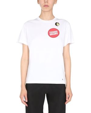 Raf Simons Crew Neck T-Shirt With Graphic Patches - White