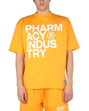 Pharmacy Industry Cotton Jersey T-shirt With Logo Print - Orange