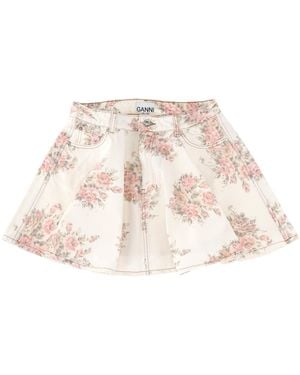 Ganni Denim Miniskirt - Natural