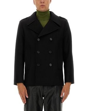 Saint Laurent Double-Breasted Wool Coat - Black