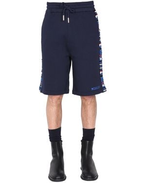 Missoni Embroidered Logo And Jacquard Insert Bermuda - Blue