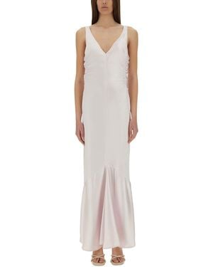 Sportmax V Neck Maxi Dress - Pink