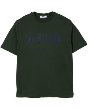 MSGM T-Shirt With Logo - Green