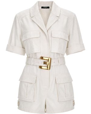 Balmain Jumpsuit Con Cintura - White