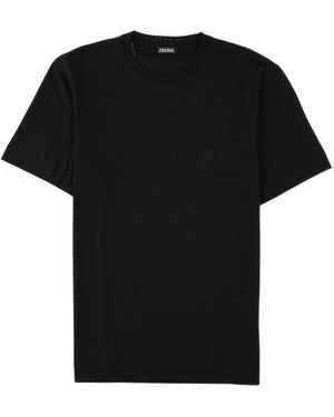 ZEGNA Minimalist Crew Neck Cotton T-Shirt - Black