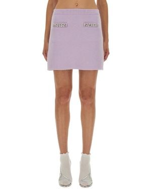 Self-Portrait Knit Miniskirt - Purple