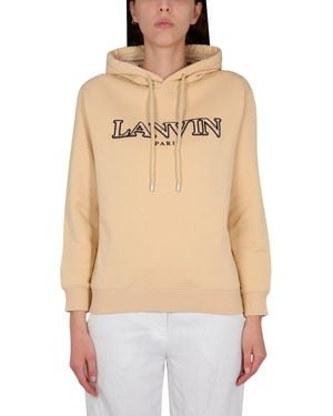Lanvin FELPA IN COTONE CON CAPPUCCIO E RICAMO LOGO - Neutro